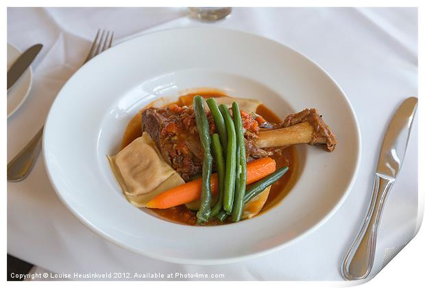 Lamb shank with vegetables Print by Louise Heusinkveld
