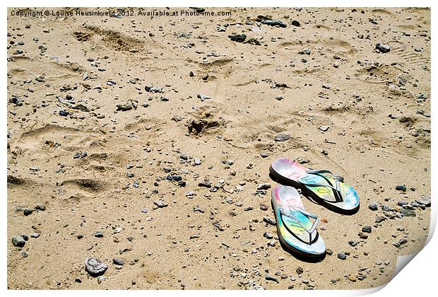 Flipflops on the Beach Print by Louise Heusinkveld