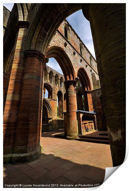Interior of Lanercost Priory, Cumbria Print by Louise Heusinkveld