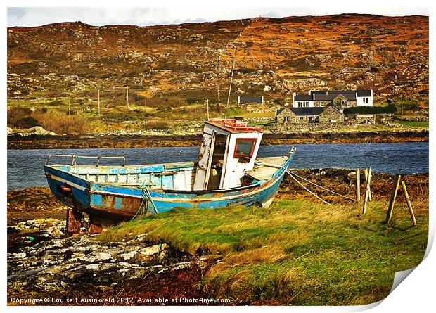 Derelict fishing boat on Manin Bay Print by Louise Heusinkveld