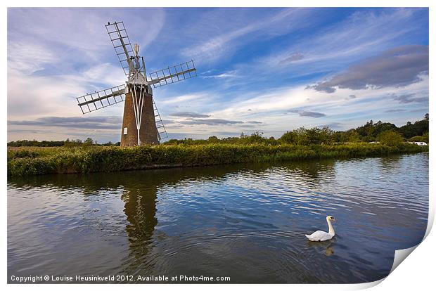 Turf Fen Drainage Mill Print by Louise Heusinkveld