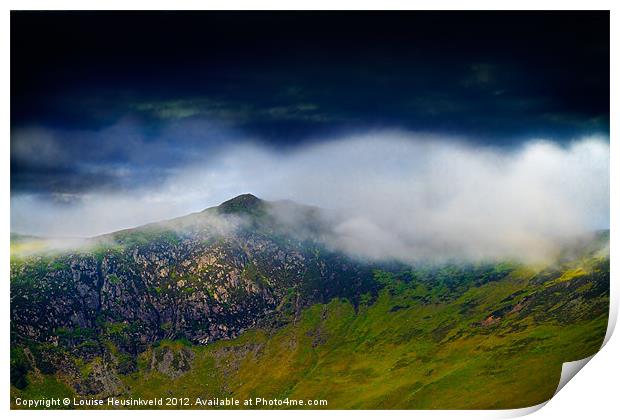 Clouds over Bull Crag and Maiden Moor Print by Louise Heusinkveld