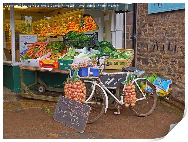 Produce market in Corbridge, Northumberland Print by Louise Heusinkveld