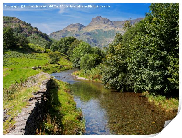 Great Langdale Beck with Harrison Stickle and Pike Print by Louise Heusinkveld