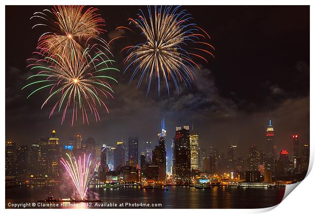 Hudson River Fireworks IV Print by Clarence Holmes