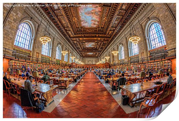 New York Public Library Main Reading Room I Print by Clarence Holmes