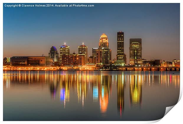 Louisville Skyline Morning Twilight I Print by Clarence Holmes