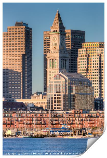 Boston Harbor and Skyline III Print by Clarence Holmes