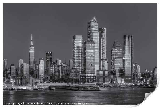 NYC Hudson Yards Development at Twilight II Print by Clarence Holmes