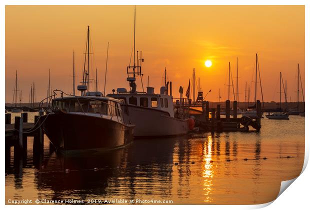 Vineyard Haven Harbor Sunrise II Print by Clarence Holmes