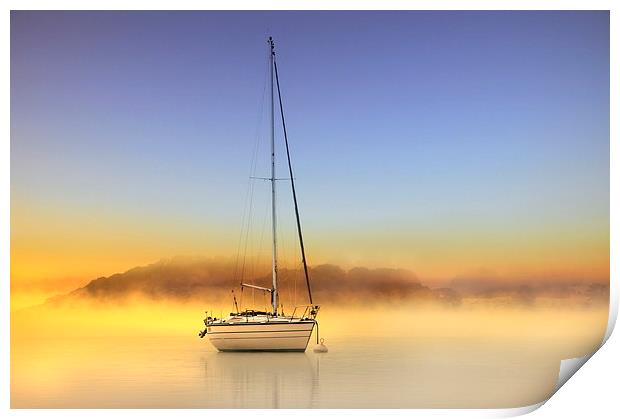 Boat in the golden mist Print by Robert Fielding