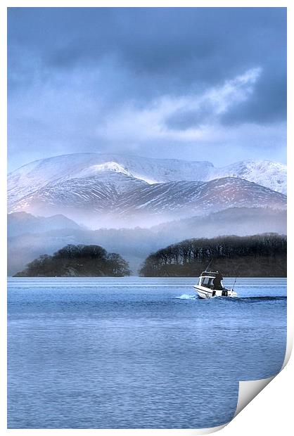  Winter over coniston lake Print by Robert Fielding