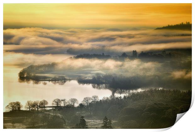 lakeland mists Print by Robert Fielding