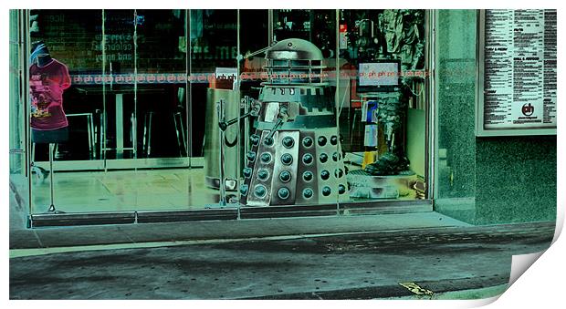 Dalek in London Print by John Boekee