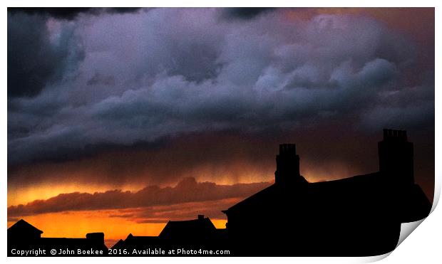 Storm over Norwich with sunset Print by John Boekee