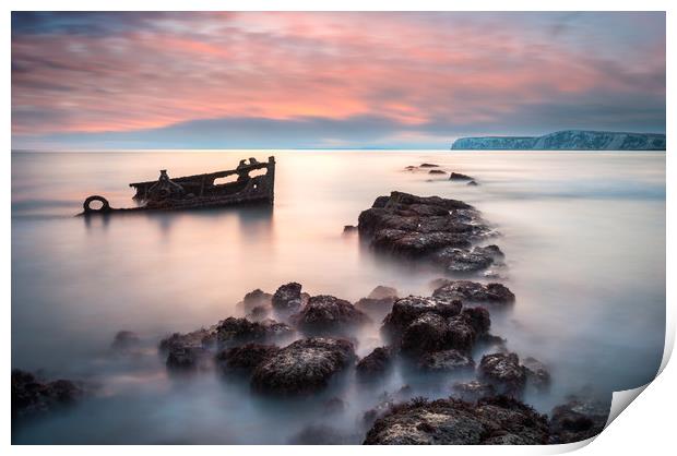 Wreck Sunset Print by Barry Maytum