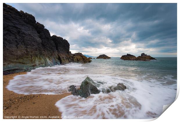 Rocks at Ynys Llanddwyn  Print by Angie Morton