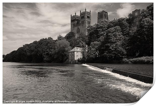 Durham Cathedral and the Mill Print by Angie Morton