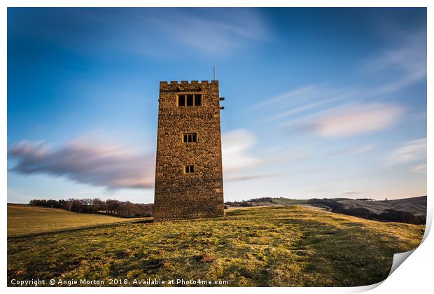 Strines Tower Boots Folly Print by Angie Morton