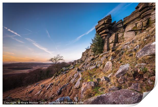 Contrails Over Stanage Edge Print by Angie Morton