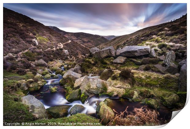 Grindsbrook Clough View to Edale Print by Angie Morton