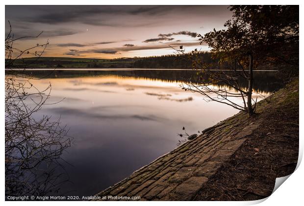 Agden Reservoir Reflections Print by Angie Morton