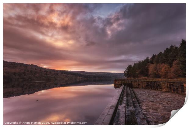 Broomhead Reservoir Sunset Print by Angie Morton