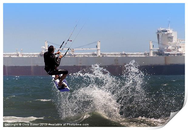 Kite surfing Cape Town Print by Chris Barker