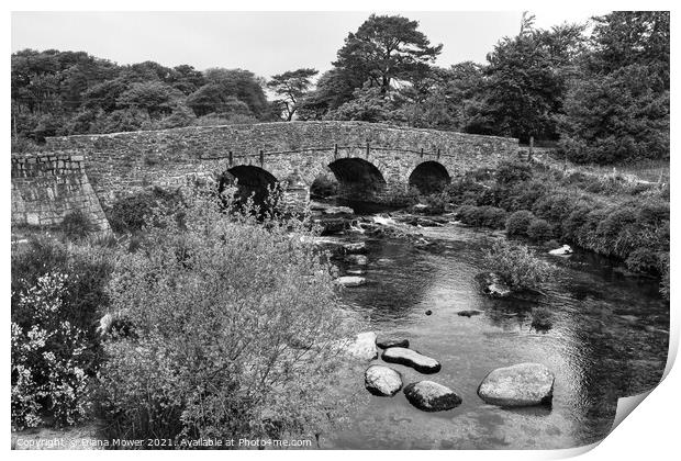 Postbridge, Dartmoor  Devon in Monochrome Print by Diana Mower