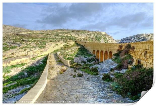 The road bridge, Dwejra, Gozo, Malta  Print by Diana Mower