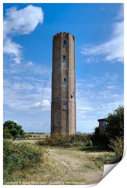 The Naze Tower Walton on the Naze Essex Print by Diana Mower