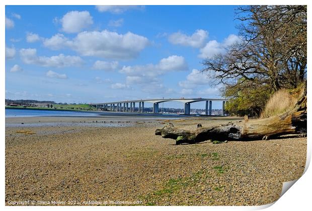 Low tide Orwell  Bridge Suffolk Print by Diana Mower