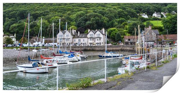 Porlock Weir Somerset Panoramic Print by Diana Mower