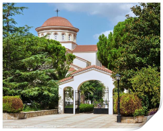 Kefalonia Monastery Greece Print by Diana Mower