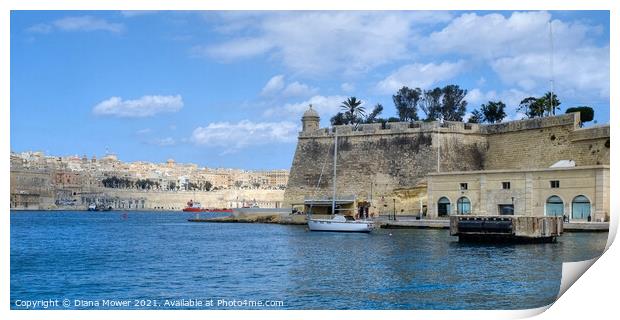 The Grand Harbour Valletta Panoramic Print by Diana Mower