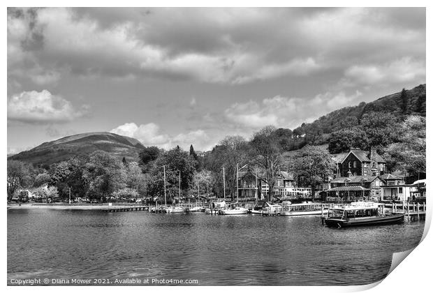  Ambleside Waterhead lake Dictrict Print by Diana Mower