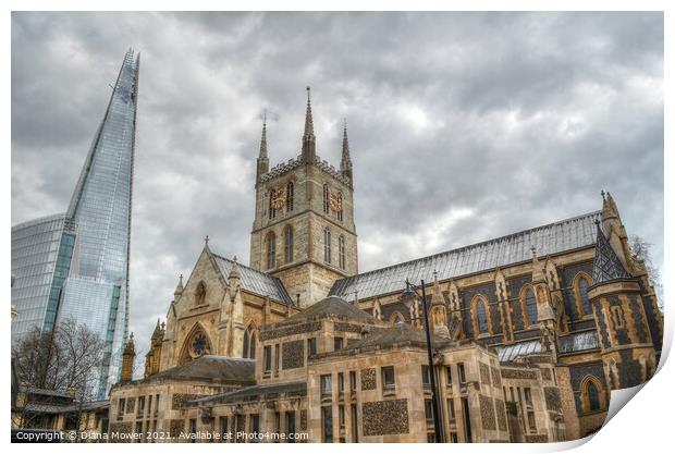  The Shard and Southwark Cathedral  Print by Diana Mower