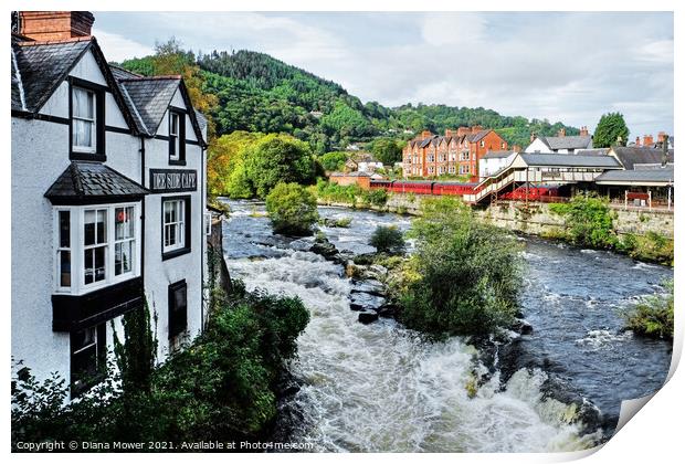 The River at Llangollen Print by Diana Mower