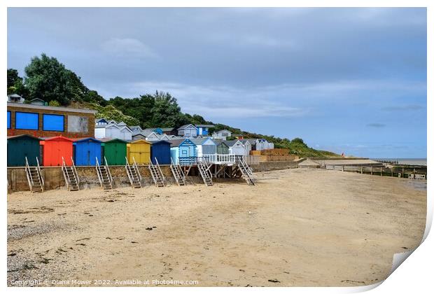 The Naze Beach Huts Print by Diana Mower