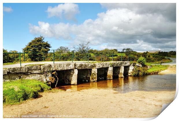 Bodmin moor Delford or Delphi Clapper Bridge  Print by Diana Mower