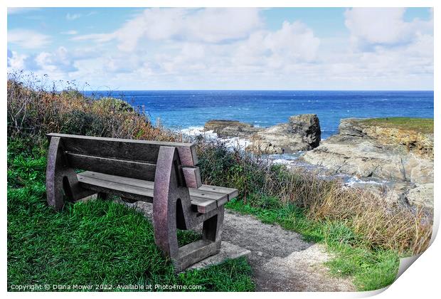 Port Gaverne Seat with a view Print by Diana Mower