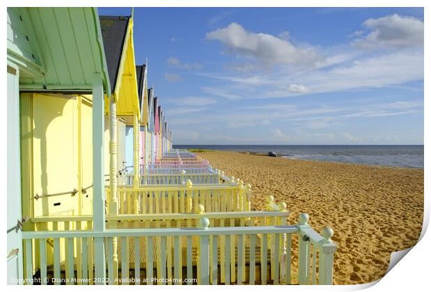  Mersea Beach Huts Summer day Print by Diana Mower
