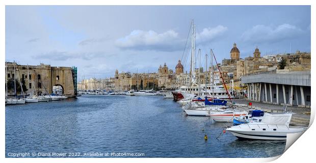 The Grand Harbour Valletta Malta Panoramic Print by Diana Mower
