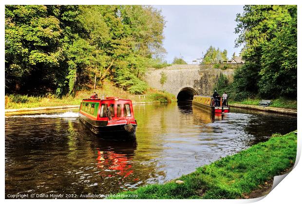 Chirk Canal Tunnel Narrow Boats Print by Diana Mower