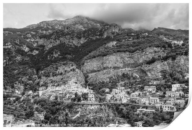Amalfi Coast Italy monochrome Print by Diana Mower