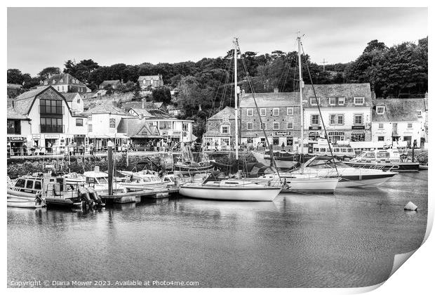 Padstow Harbour in Black and White Print by Diana Mower