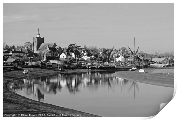  Maldon Essex Low Tide Monochrome  Print by Diana Mower