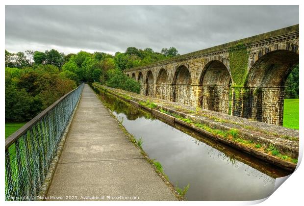 Chirk Aqueduct and Railway Viaduct Print by Diana Mower