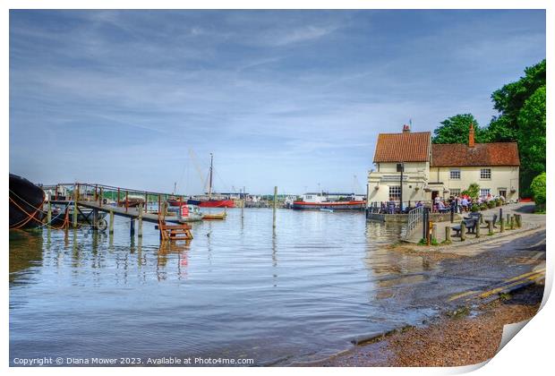 Pin Mill Waterfront  Print by Diana Mower