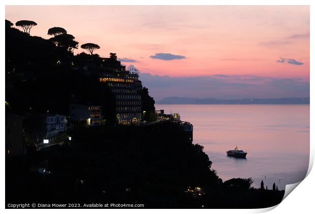 Amalfi Coast Sunset Print by Diana Mower